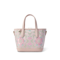 Front view: Purple Shu Brocade butterfly peony crossbody bag.