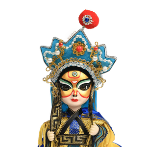 6-Inch Vintage Chinese Dolls - Handcrafted Sichuan Opera Face-Changing Yellow Art - SinoCultural -- QQ0666
