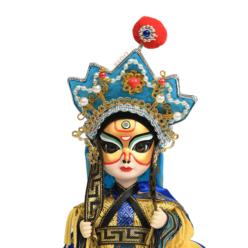 6-Inch Vintage Chinese Dolls - Handcrafted Sichuan Opera Face-Changing Yellow Art - SinoCultural -- QQ0666