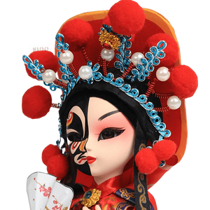 6-Inch Vintage Chinese Dolls - Handcrafted Sichuan Opera Face-Changing Red Art - SinoCultural -- QQ0665