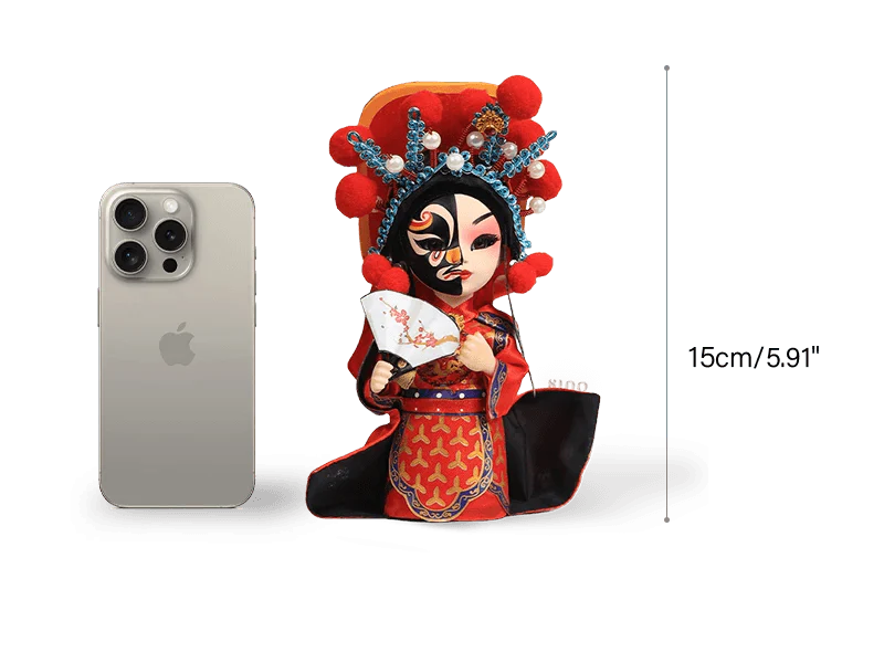6-Inch Vintage Chinese Dolls - Handcrafted Sichuan Opera Face-Changing Red Art - SinoCultural -- QQ0665