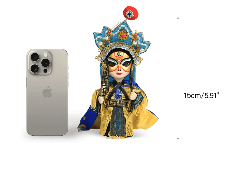 6-Inch Vintage Chinese Dolls - Handcrafted Sichuan Opera Face-Changing Yellow Art - SinoCultural -- QQ0666
