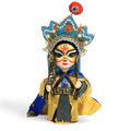 6-Inch Vintage Chinese Dolls - Handcrafted Sichuan Opera Face-Changing Yellow Art - SinoCultural -- QQ0666