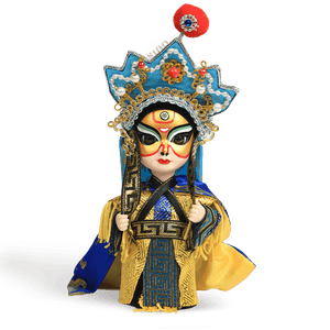 6-Inch Vintage Chinese Dolls - Handcrafted Sichuan Opera Face-Changing Yellow Art - SinoCultural -- QQ0666