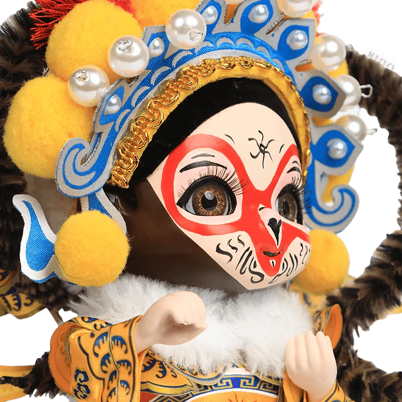 6-Inch Vintage Chinese Dolls - Handmade Peking Opera Wukong Art Collectible - SinoCultural -- QJ0508