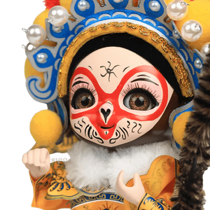 6-Inch Vintage Chinese Dolls - Handmade Peking Opera Wukong Art Collectible - SinoCultural -- QJ0508