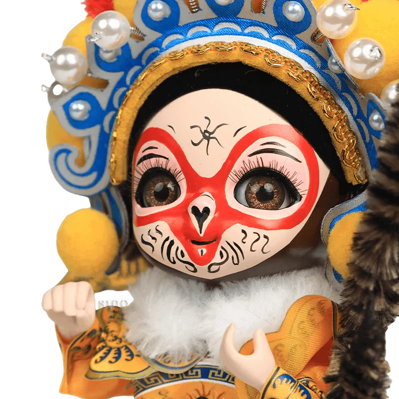 6-Inch Vintage Chinese Dolls - Handmade Peking Opera Wukong Art Collectible - SinoCultural -- QJ0508