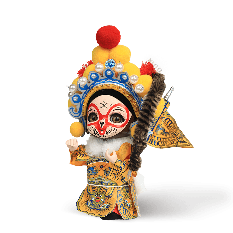 6-Inch Vintage Chinese Dolls - Handmade Peking Opera Wukong Art Collectible - SinoCultural -- QJ0508