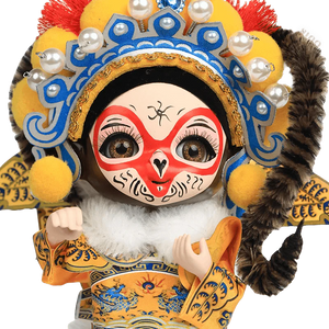 6-Inch Vintage Chinese Dolls - Handmade Peking Opera Wukong Art Collectible - SinoCultural -- QJ0508