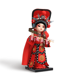 9-Inch Vintage Chinese Dolls - Handmade Peking Opera Mulan Art Collectible - SinoCultural -- NN190801