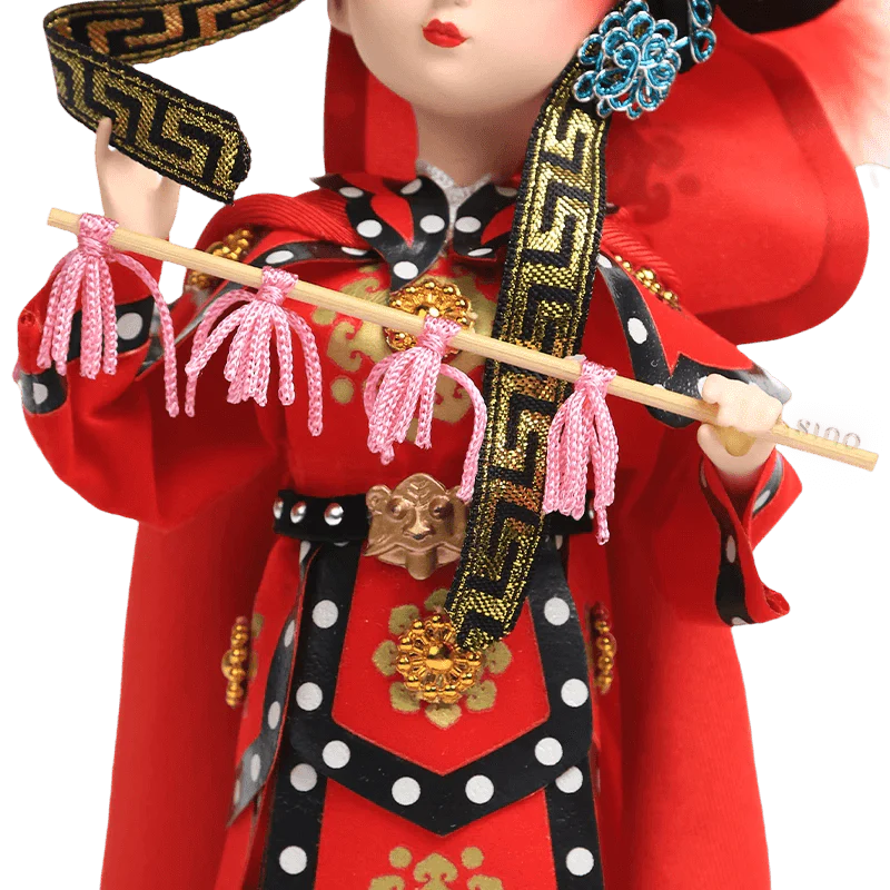 9-Inch Vintage Chinese Dolls - Handmade Peking Opera Mulan Art Collectible - SinoCultural -- NN190801