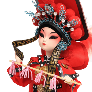 9-Inch Vintage Chinese Dolls - Handmade Peking Opera Mulan Art Collectible - SinoCultural -- NN190801