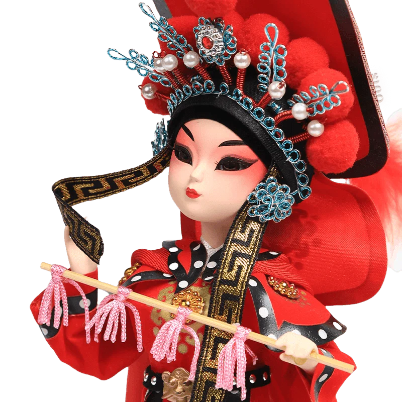 9-Inch Vintage Chinese Dolls - Handmade Peking Opera Mulan Art Collectible - SinoCultural -- NN190801