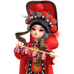 9-Inch Vintage Chinese Dolls - Handmade Peking Opera Mulan Art Collectible - SinoCultural -- NN190801