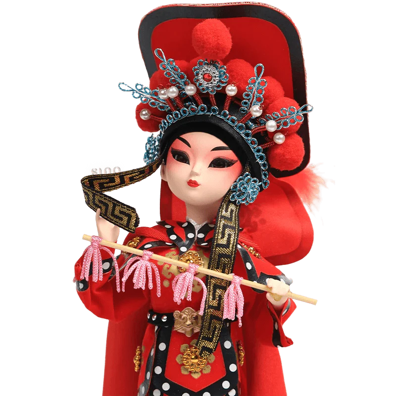 9-Inch Vintage Chinese Dolls - Handmade Peking Opera Mulan Art Collectible - SinoCultural -- NN190801