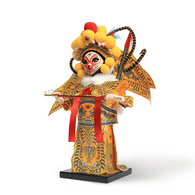 9-Inch Vintage Chinese Dolls - Handmade Peking Opera Wukong Art Collectible - SinoCultural -- XОK090E