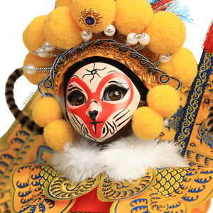 9-Inch Vintage Chinese Dolls - Handmade Peking Opera Wukong Art Collectible - SinoCultural -- XОK090E