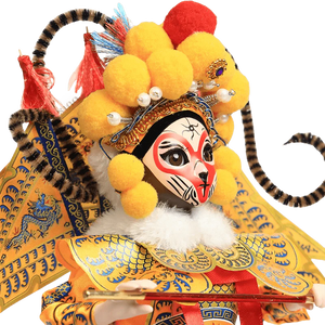 9-Inch Vintage Chinese Dolls - Handmade Peking Opera Wukong Art Collectible - SinoCultural -- XОK090E