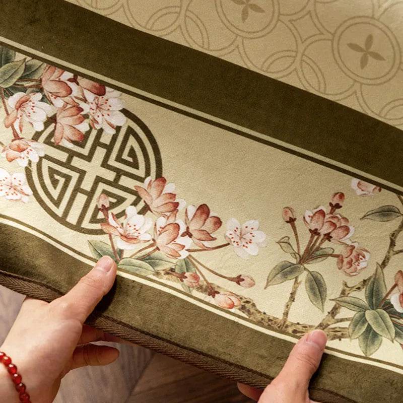 Chinoiserie Magnolia & Longevity Pattern Sofa Slipcover - SinoCultural -- S0C003A9090