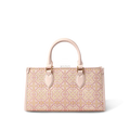 Song Brocade Leather Handbag – Pink & Gold DingSheng Motif - SinoCultural -- FJ120770