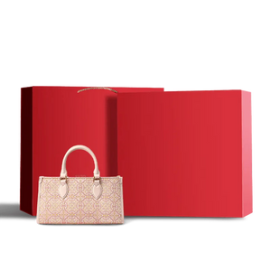 Song Brocade Leather Handbag – Pink & Gold DingSheng Motif - SinoCultural -- FJ120770