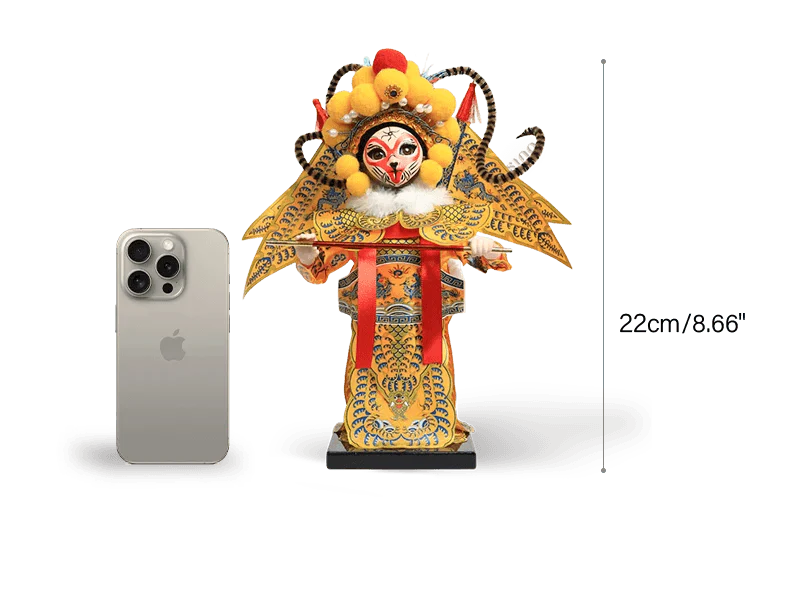 9-Inch Vintage Chinese Dolls - Handmade Peking Opera Wukong Art Collectible - SinoCultural -- XОK090E