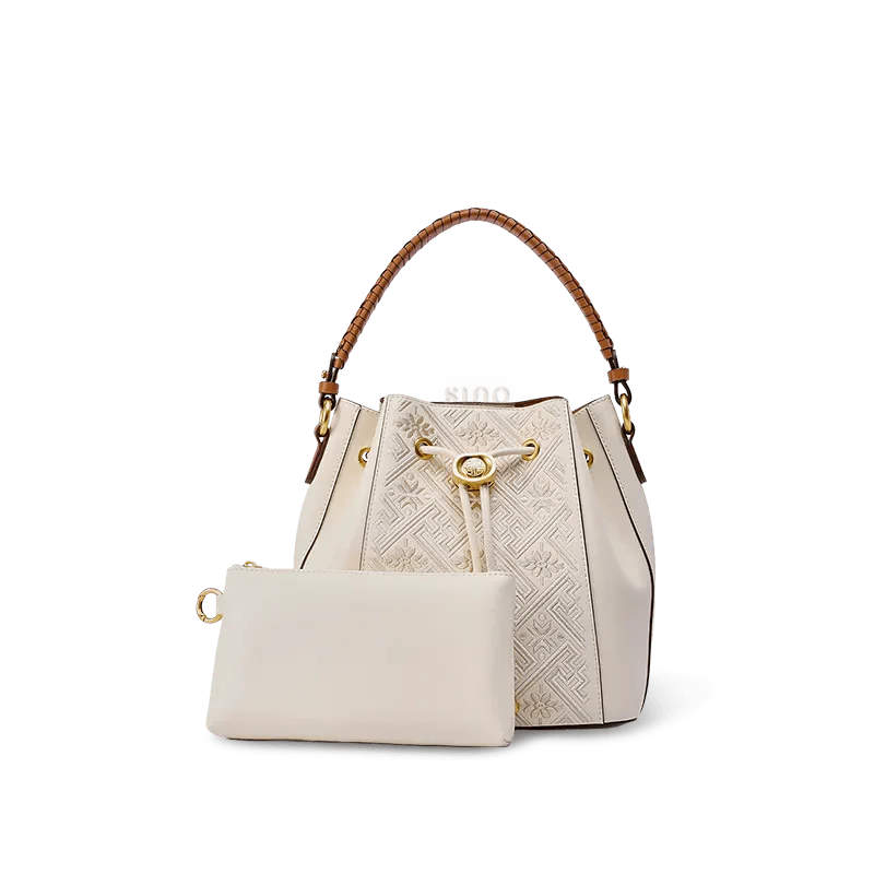 Luxury Traditional Wanj Pattern Embroidered Leather Convertible Backpack & Tote - SinoCultural -- P120776