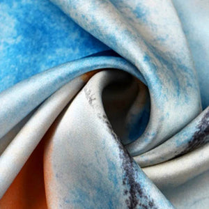 100% Mulberry Silk Watercolor Misty Lotus Square Scarf 70 x 70 Cm - SinoCultural -- SS023-1
