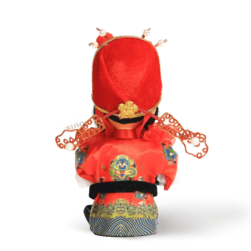 6-Inch Vintage Chinese Dolls - Handcrafted Peking Opera Wen Cai Shen Art Collectible - SinoCultural -- QJ10618
