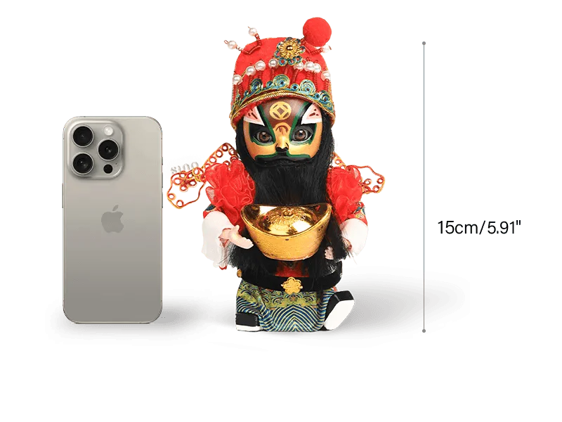 6-Inch Vintage Chinese Dolls - Handcrafted Peking Opera Wen Cai Shen Art Collectible - SinoCultural -- QJ10618