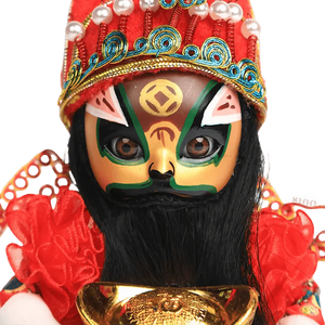 6-Inch Vintage Chinese Dolls - Handcrafted Peking Opera Wen Cai Shen Art Collectible - SinoCultural -- QJ10618