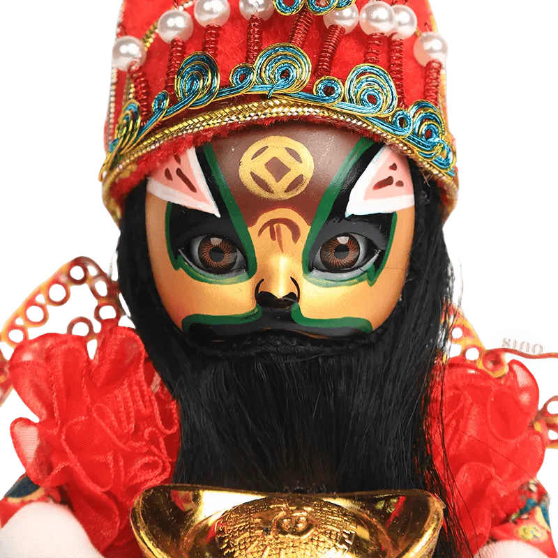 6-Inch Vintage Chinese Dolls - Handcrafted Peking Opera Wen Cai Shen Art Collectible - SinoCultural -- QJ10618