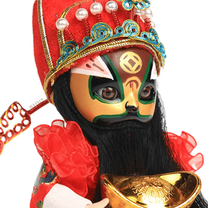 6-Inch Vintage Chinese Dolls - Handcrafted Peking Opera Wen Cai Shen Art Collectible - SinoCultural -- QJ10618