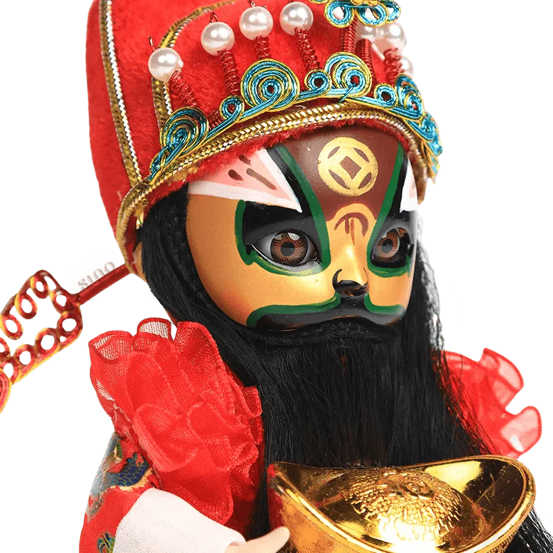 6-Inch Vintage Chinese Dolls - Handcrafted Peking Opera Wen Cai Shen Art Collectible - SinoCultural -- QJ10618