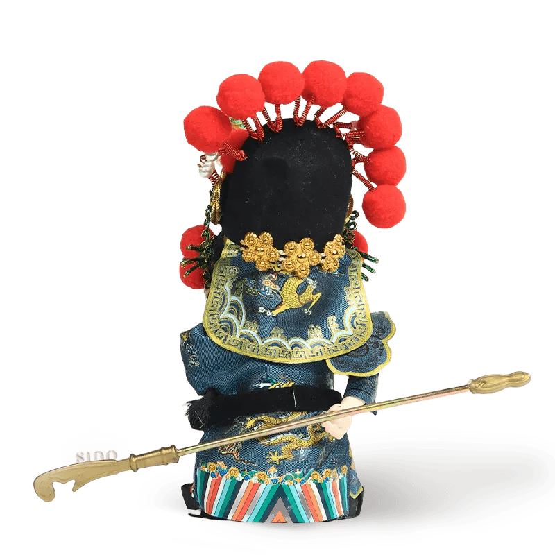 6-Inch Vintage Chinese Dolls - Handcrafted Peking Opera Wu Cai Shen Art Collectible - SinoCultural -- Q10619