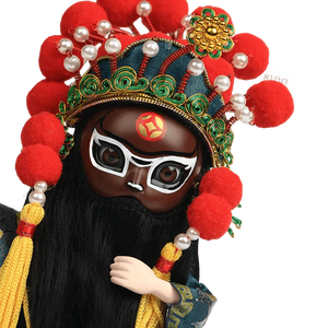 6-Inch Vintage Chinese Dolls - Handcrafted Peking Opera Wu Cai Shen Art Collectible - SinoCultural -- Q10619