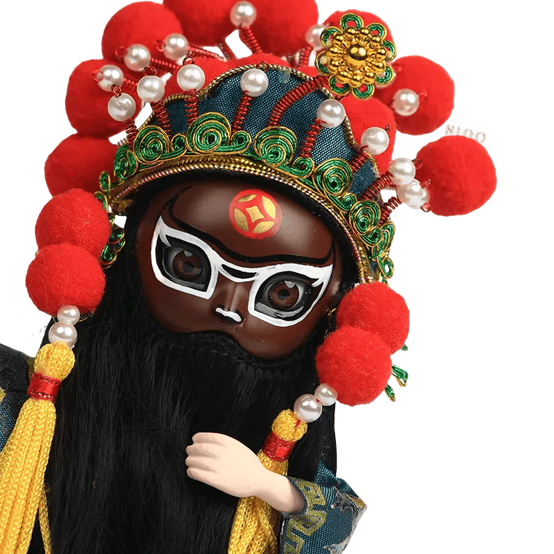 6-Inch Vintage Chinese Dolls - Handcrafted Peking Opera Wu Cai Shen Art Collectible - SinoCultural -- Q10619