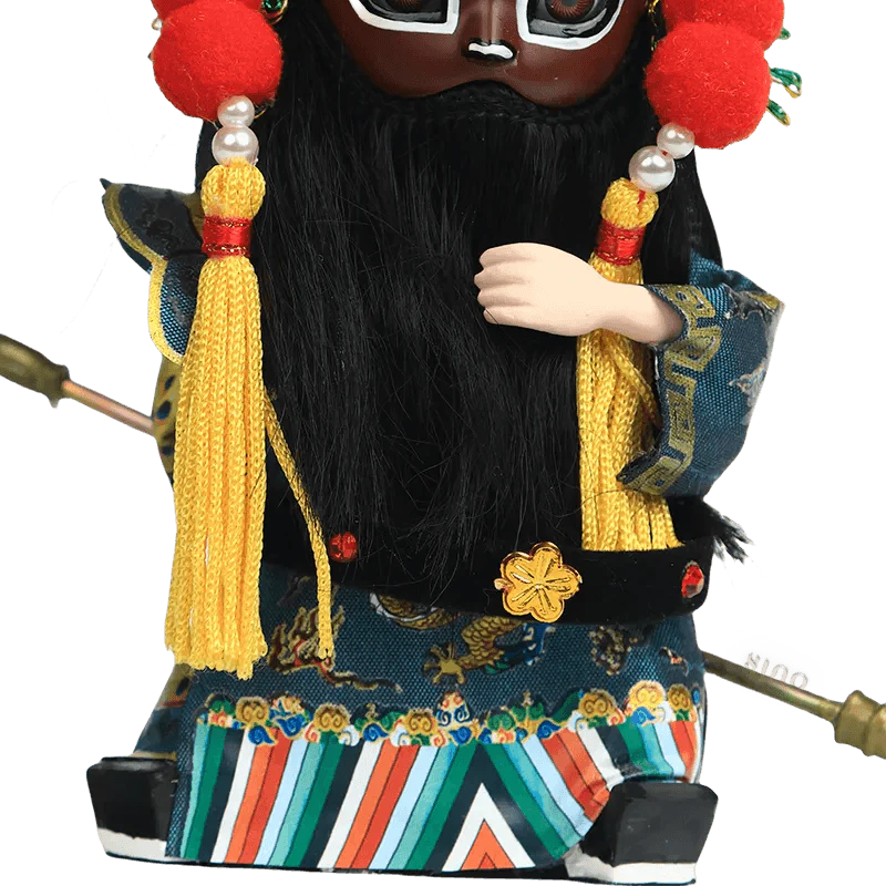 6-Inch Vintage Chinese Dolls - Handcrafted Peking Opera Wu Cai Shen Art Collectible - SinoCultural -- Q10619