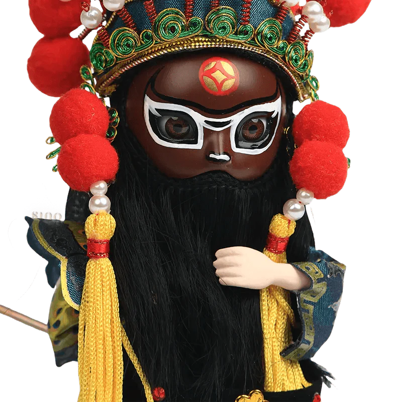 6-Inch Vintage Chinese Dolls - Handcrafted Peking Opera Wu Cai Shen Art Collectible - SinoCultural -- Q10619