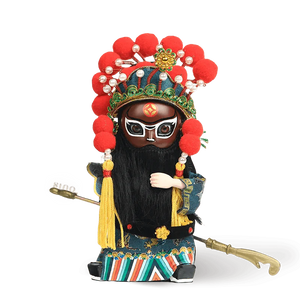 6-Inch Vintage Chinese Dolls - Handcrafted Peking Opera Wu Cai Shen Art Collectible - SinoCultural -- Q10619