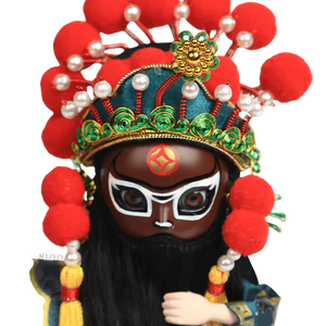 6-Inch Vintage Chinese Dolls - Handcrafted Peking Opera Wu Cai Shen Art Collectible - SinoCultural -- Q10619