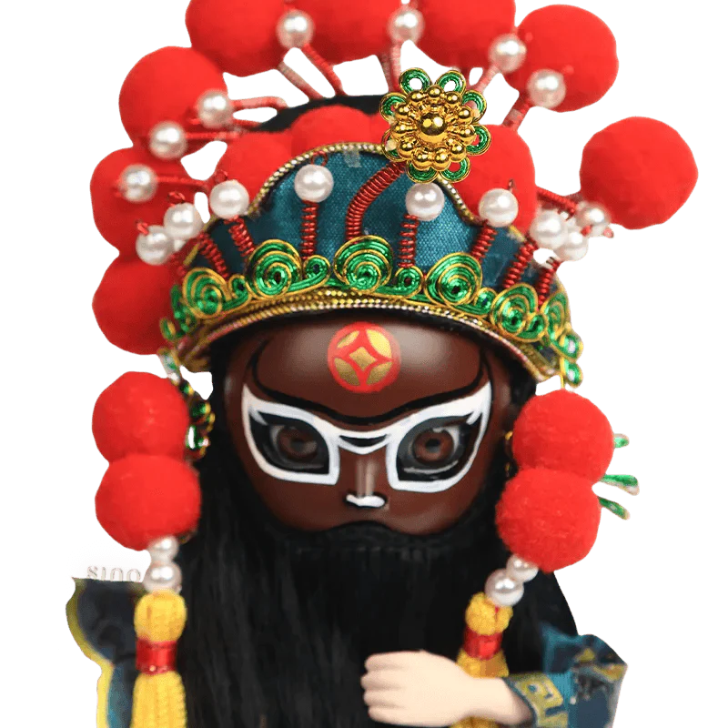 6-Inch Vintage Chinese Dolls - Handcrafted Peking Opera Wu Cai Shen Art Collectible - SinoCultural -- Q10619