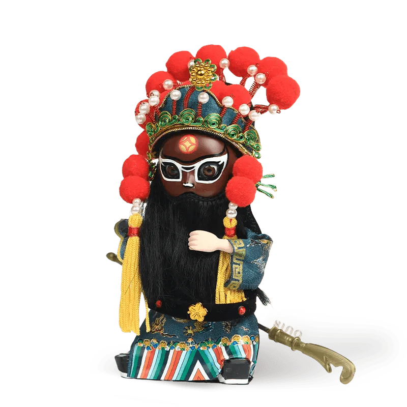 6-Inch Vintage Chinese Dolls - Handcrafted Peking Opera Wu Cai Shen Art Collectible - SinoCultural -- Q10619