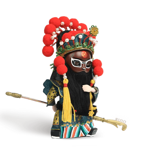 6-Inch Vintage Chinese Dolls - Handcrafted Peking Opera Wu Cai Shen Art Collectible - SinoCultural -- Q10619