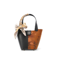 Front view: Xiangyunsha silk handbag with plum blossom embroidery.