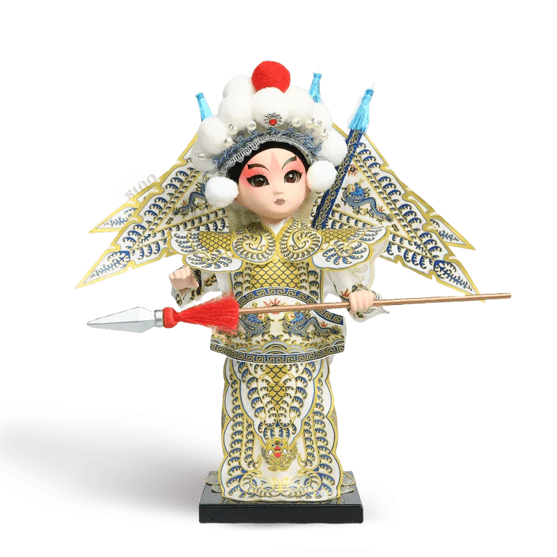 9-Inch Handmade Chinese Doll – Peking Opera Martial Yang Zongbao Collectible - SinoCultural -- XJK0903