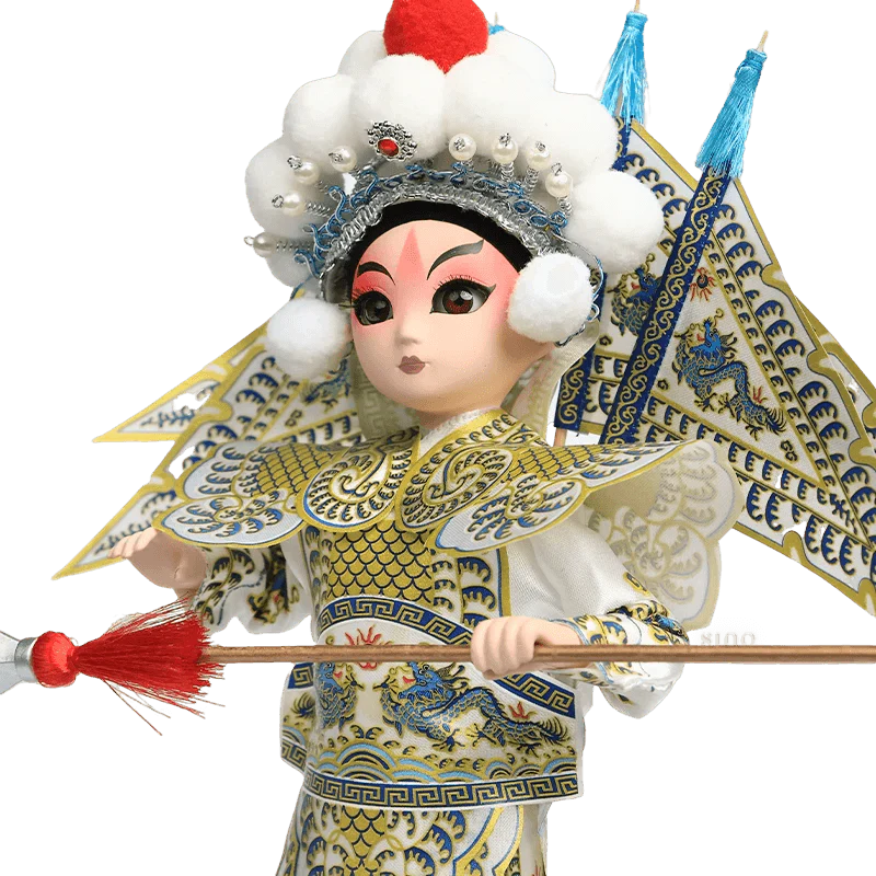 9-Inch Handmade Chinese Doll – Peking Opera Martial Yang Zongbao Collectible - SinoCultural -- XJK0903