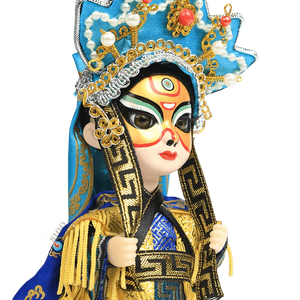 6-Inch Vintage Chinese Dolls - Handcrafted Sichuan Opera Face-Changing Yellow Art - SinoCultural -- QQ0666