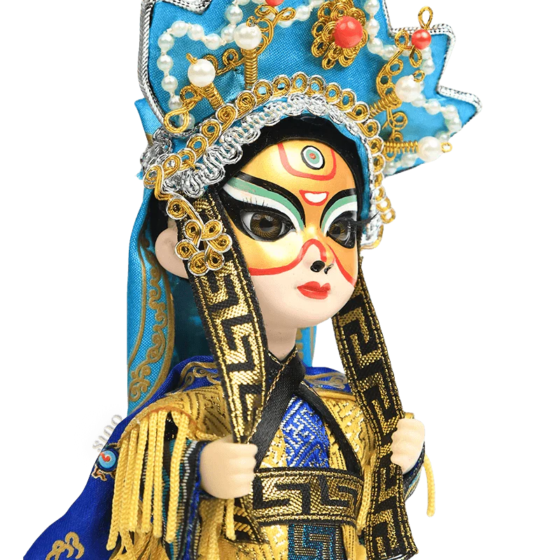 6-Inch Vintage Chinese Dolls - Handcrafted Sichuan Opera Face-Changing Yellow Art - SinoCultural -- QQ0666