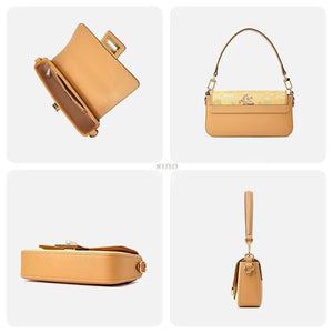 Luxury Yunjin Brocade Leather Handbag with Embroidered Butterfly Pattern - SinoCultural -- FJ220681
